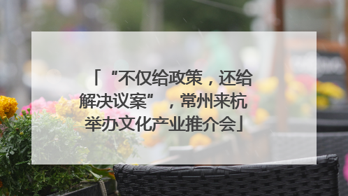 “不仅给政策，还给解决议案”，常州来杭举办文化产业推介会