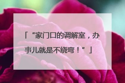 “家门口的调解室，办事儿就是不绕弯！”