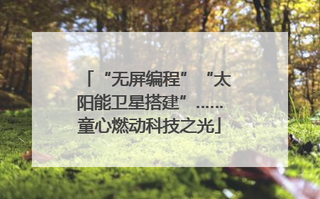 “无屏编程”“太阳能卫星搭建”……童心燃动科技之光