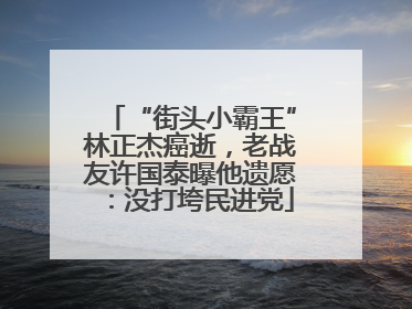 “街头小霸王”林正杰癌逝，老战友许国泰曝他遗愿：没打垮民进党