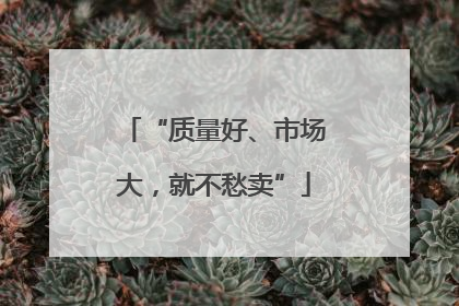 “质量好、市场大，就不愁卖”