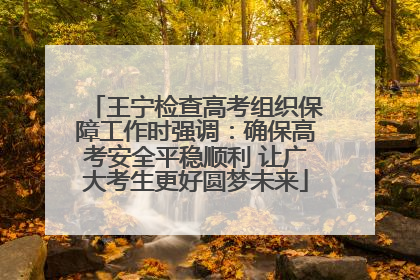 王宁检查高考组织保障工作时强调：确保高考安全平稳顺利 让广大考生更好圆梦未来