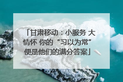 甘肃移动：小服务 大情怀 你的“习以为常”便是他们的满分答案