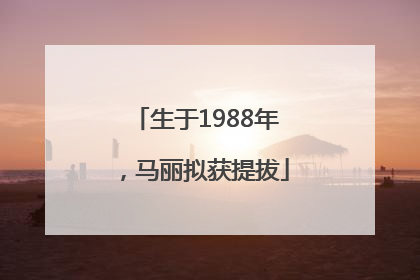 生于1988年，马丽拟获提拔