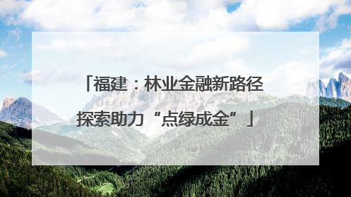 福建：林业金融新路径探索助力“点绿成金”