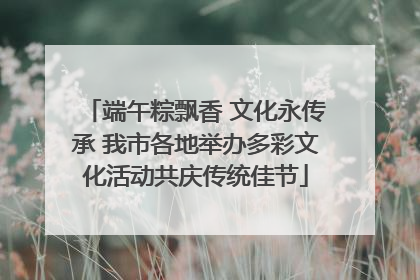 端午粽飘香 文化永传承 我市各地举办多彩文化活动共庆传统佳节