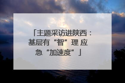主题采访进陕西：基层有“智”理 应急“加速度”