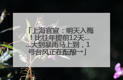 上海官宣：明天入梅！比往年提前12天……大到暴雨马上到，1号台风正在酝酿→