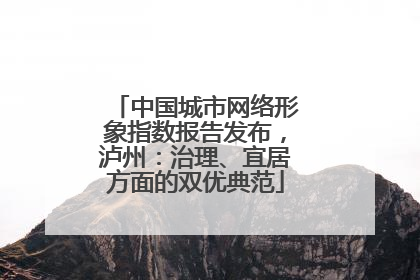 中国城市网络形象指数报告发布，泸州：治理、宜居方面的双优典范