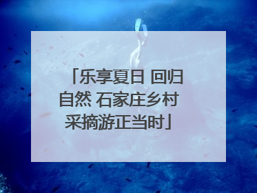 乐享夏日 回归自然 石家庄乡村采摘游正当时