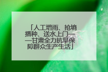 人工增雨、抢墒播种、送水上门——甘肃全力抗旱保障群众生产生活