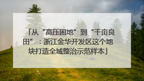 从“高压困地”到“千亩良田”：浙江金华开发区这个地块打造全域整治示范样本