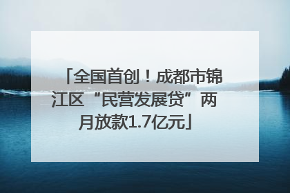 全国首创！成都市锦江区“民营发展贷”两月放款1.7亿元