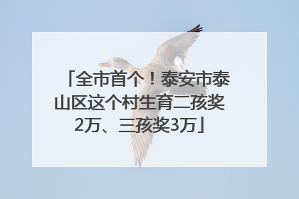 全市首个！泰安市泰山区这个村生育二孩奖2万、三孩奖3万