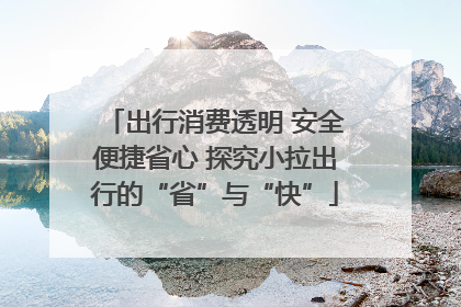 出行消费透明 安全便捷省心 探究小拉出行的“省”与“快”