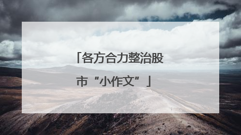 各方合力整治股市“小作文”