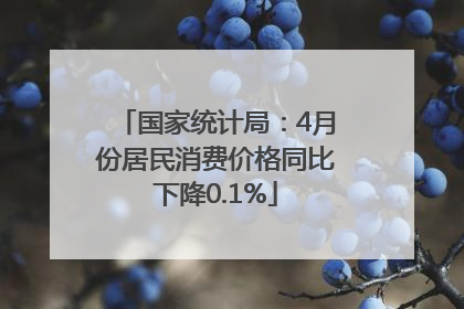 国家统计局：4月份居民消费价格同比下降0.1%