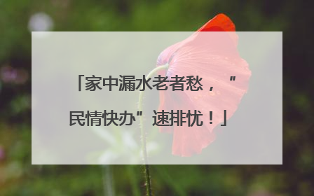 家中漏水老者愁，“民情快办”速排忧！