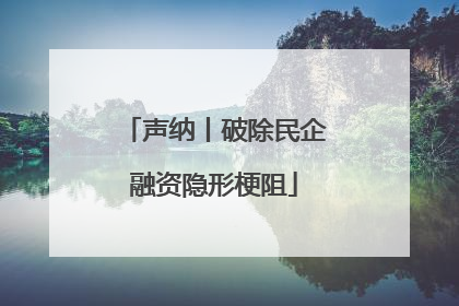 声纳丨破除民企融资隐形梗阻