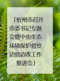 忻州市召开市委书记专题会暨中央生态环境保护督察边督边改工作推进会