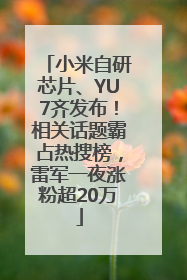 小米自研芯片、YU7齐发布！相关话题霸占热搜榜，雷军一夜涨粉超20万