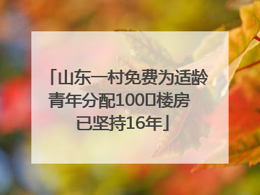 山东一村免费为适龄青年分配100㎡楼房 已坚持16年