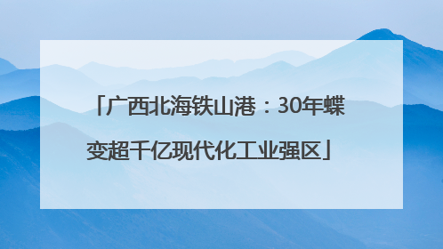 广西北海铁山港：30年蝶变超千亿现代化工业强区