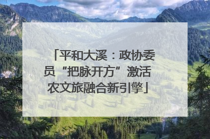 平和大溪：政协委员“把脉开方”激活农文旅融合新引擎