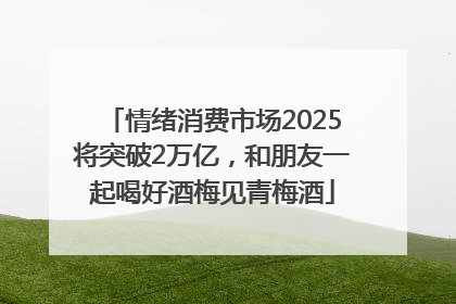 情绪消费市场2025将突破2万亿，和朋友一起喝好酒梅见青梅酒