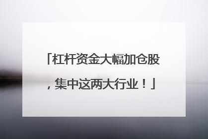 杠杆资金大幅加仓股，集中这两大行业！