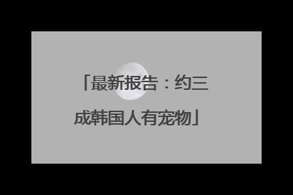 最新报告：约三成韩国人有宠物