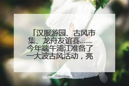 汉服游园、古风市集、龙舟友谊赛……今年端午浦江准备了一大波古风活动，亮点抢先知→