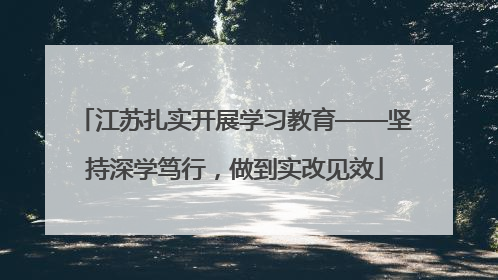 江苏扎实开展学习教育——坚持深学笃行，做到实改见效