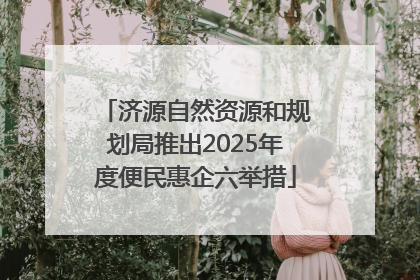 济源自然资源和规划局推出2025年度便民惠企六举措