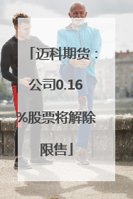 迈科期货：公司0.16%股票将解除限售