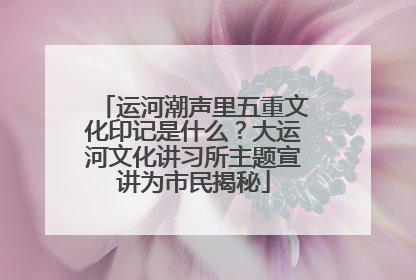 运河潮声里五重文化印记是什么？大运河文化讲习所主题宣讲为市民揭秘