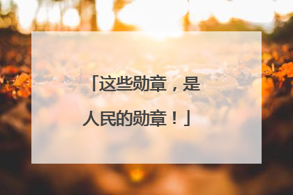 这些勋章，是人民的勋章！