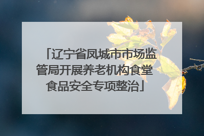 辽宁省凤城市市场监管局开展养老机构食堂食品安全专项整治