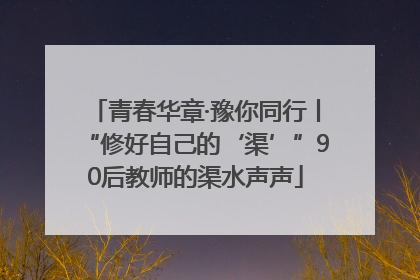 青春华章·豫你同行丨“修好自己的‘渠’”90后教师的渠水声声