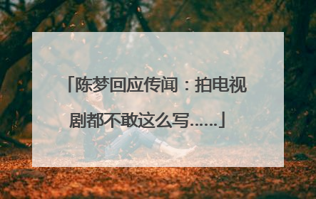 陈梦回应传闻：拍电视剧都不敢这么写……