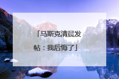 马斯克清晨发帖：我后悔了
