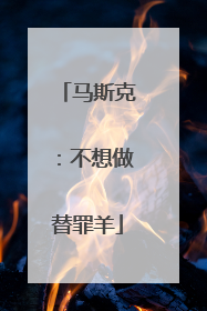 马斯克：不想做替罪羊