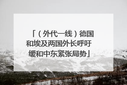 （外代一线）德国和埃及两国外长呼吁缓和中东紧张局势