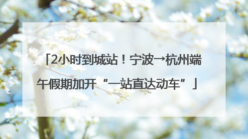 2小时到城站！宁波→杭州端午假期加开“一站直达动车”